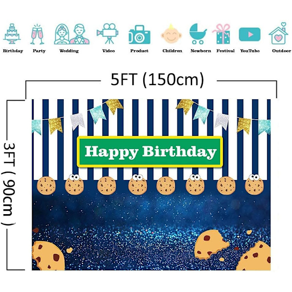 Sininen valkoinen raita bokeh loistavat pisteet kulta glitter liput valokuvauskoppi studio rekvisiitta valokuva tausta evästeet karnevaali fiesta valokuva