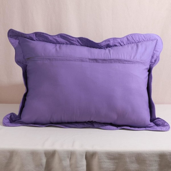 2-delt brodert bomull quiltet seng putevar Rustic Solid Color Soft dekorative putevar sett (lilla, 20\"x28\")