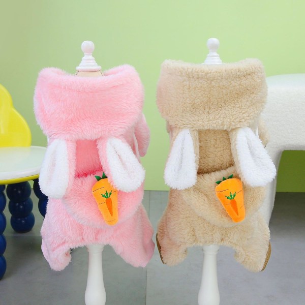 Hundpyjamas Onesie Jumpsuit för Liten Hund Fleece Kläder Pojke Flicka Valp Pjs 4 Ben Hundkläder Vinter Bomull Rocka Morot Brun Stor