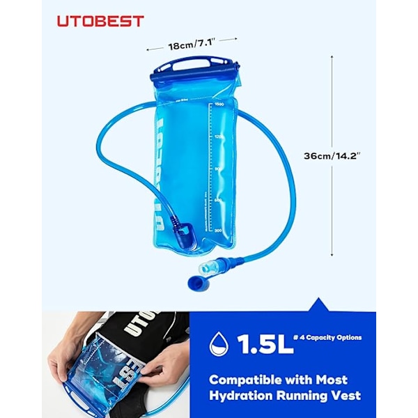 Vätskebehållare, Läcksäker Vattenbehållare, 2L, Vattenpåse BPA-fri, för Löpning Cykling Vandring Camping white