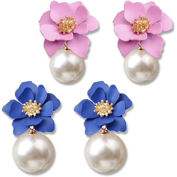 Heyone 2 par chic Boho matte blomsterstatement øredobber sett med gull blomsterknopp for kvinner søster mamma kjæreste og venner