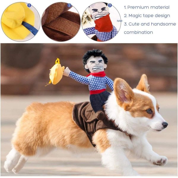 Rider-hunddräkt för hundar Knight Style med docka och hatt husdjursdräkt (L)