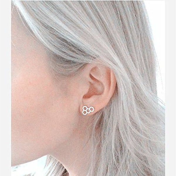 Heyone Simple Hexagon Honeycomb Øreringe Bee Hive Stud Øreringe til Piger