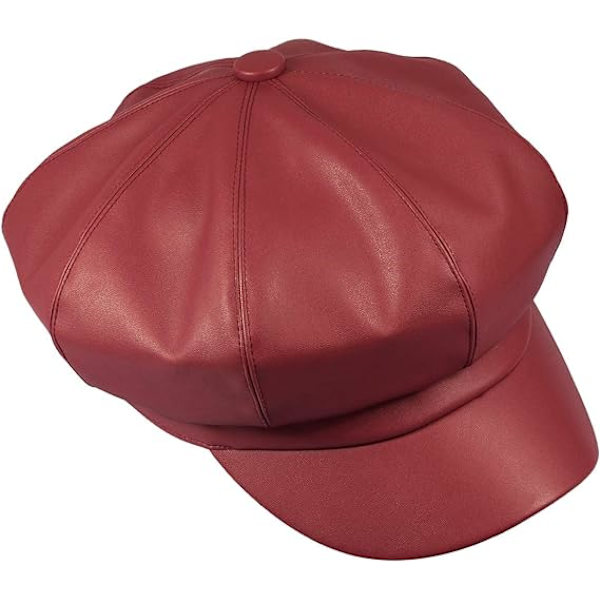 Newsboy Caps til kvinder, PU læder Cabbie Painter Hat Gatsby Ivy Beret Cap