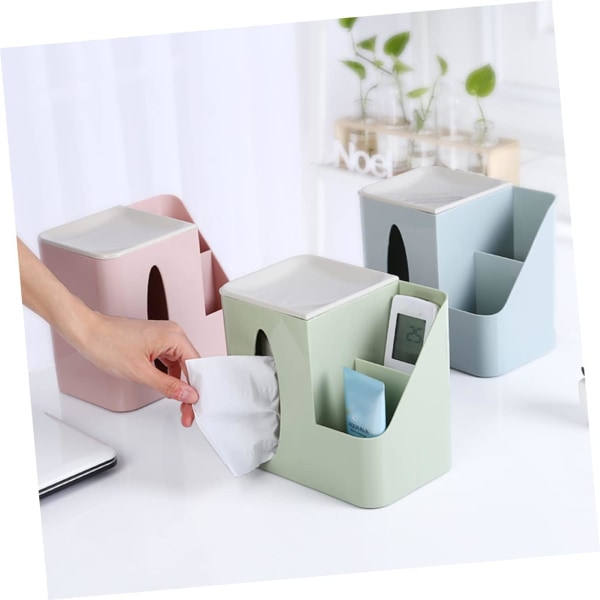 Multifunktionel Tissue Box Firkant Tissue Box Dekorativ Papir Håndklædeholder Pen Blyantbeholder Bilboks Dæksel Etui til Papirhåndklæder