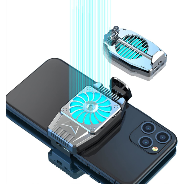 Mobiltelefonkjøler, mobiltelefonradiator for spilling av videoer med LED-lys (sølv)