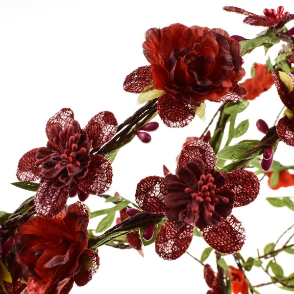 Justerbar brudeblomst krans hodebånd blomsterkrone hårkrans halo F-83 (Stil 2 rød)