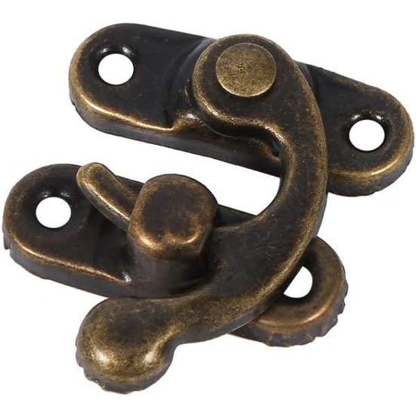 12X antikk venstre/høyre låsekrok Hasp hornlås med skruelås veske DIY tre smykkeskrin Dekorativ gave (høyre-mørk bronse)