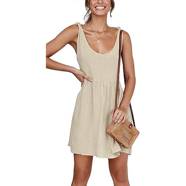 Naisten kesäolkaimet solmiomekko, rento kaula-aukko A-linjainen luistelija keinu mini sundress