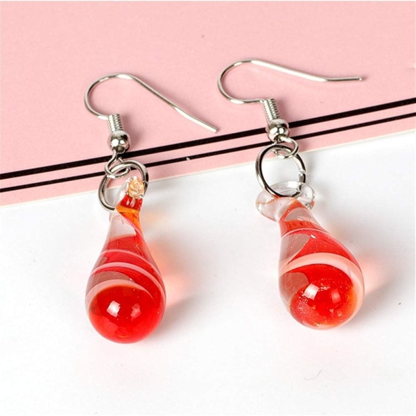 Handgjorda vattenfallformade spiralformade lampwork-modeglaspärlhängeörhängen