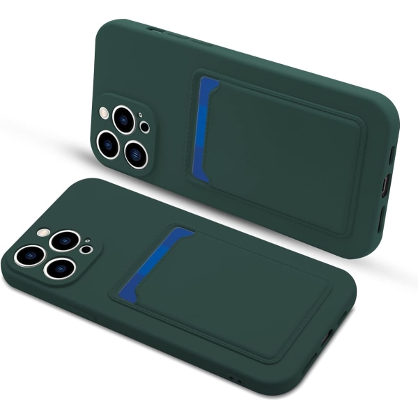 Case med korthållare, stötsäkert cover för iPhone 13 Pro Max 6,7 tum 2021 - Mörkgrön