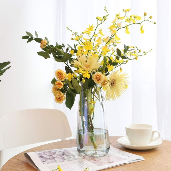 Glasvas, 8,7 tum Iridescent Crystal Ins Style Dekorativ Blomster Växt Knopp Kruka Behållare Hem- Iridescent