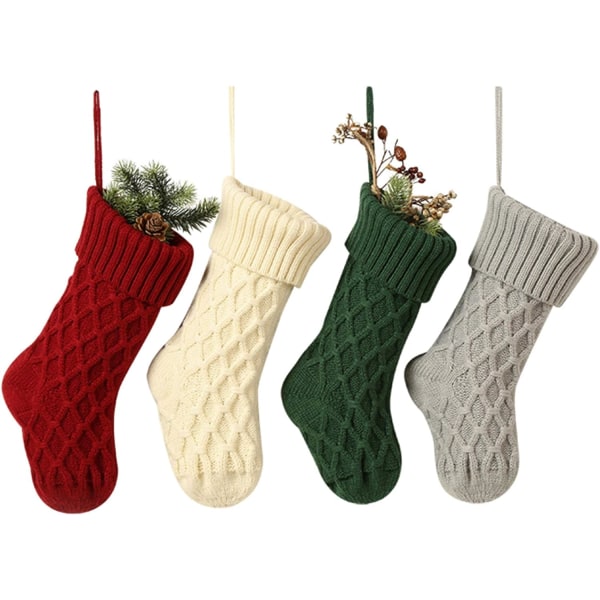 Heyone Cable Knit joulusukat 14 tuumaa suuret Classic Decorations set 4