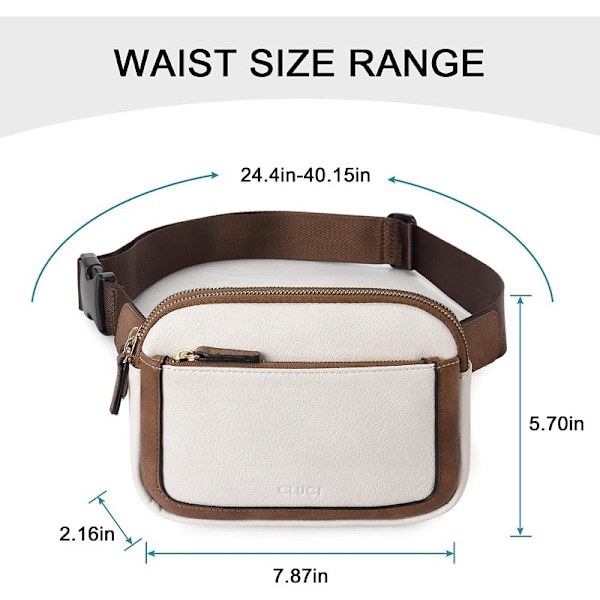Kvinnor PU läder bältesväska Crossbody midjeväska Reseaxelväskor Black and brown