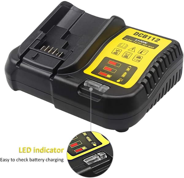 DCB112 Laddare för Dewalt 10,8V / 14,4V / 18V litium batteri