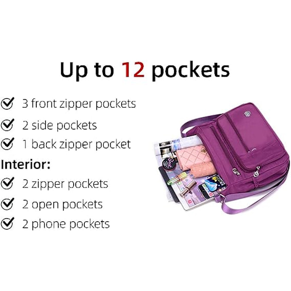 Kvinners skulderhåndveske romslig veske med flere lommer Dame skulderveske Mote Tote Top Handle Satchel
