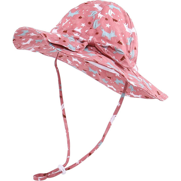Söta tecknade/blommiga solhattar för flickor/pojkar Justerbar bred brätte Solskydd Hatt Lätt keps