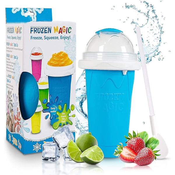 Kryc-Hemgjord smoothiekopp, en-press iskopp, kylkopp, snabb kylning på sommaren, shake and squeeze cup green 301-400ml