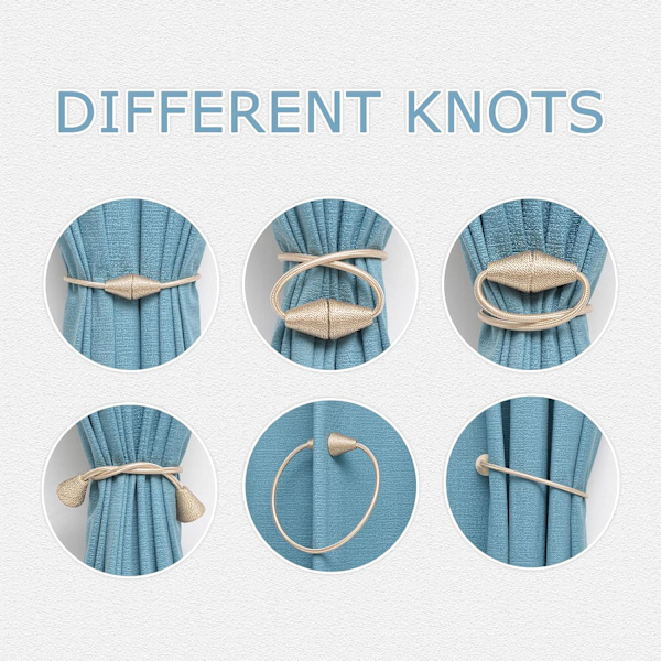 Pakke Magnetiske Gardinbindere Håndlavet Vævet Reb Praktisk og Dekorativ til Hjem og Kontor Vindue (Beige)