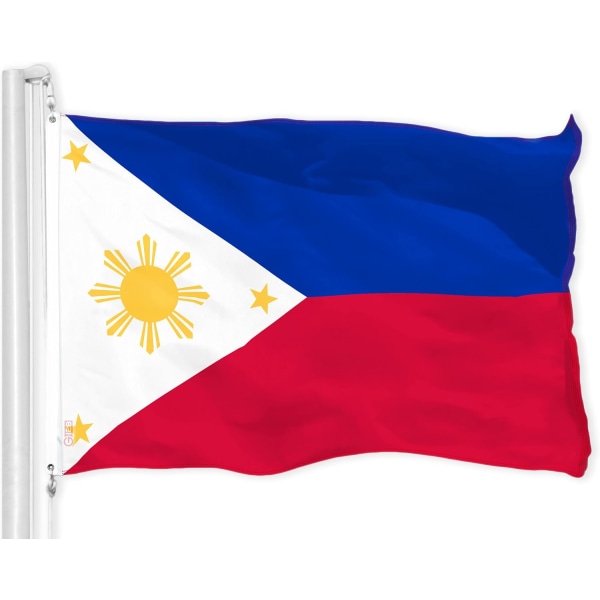 Filippinernas (filippinska) flagga | 3x5 fot | Printed 150D – inomhus/utomhus, levande färger, mässingshylsor, kvalitetspolyester,