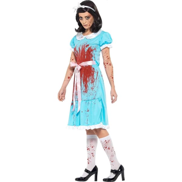 Damelag/Damer Morderisk Tvilling Blodig Kostymesett Blue/Red/White M