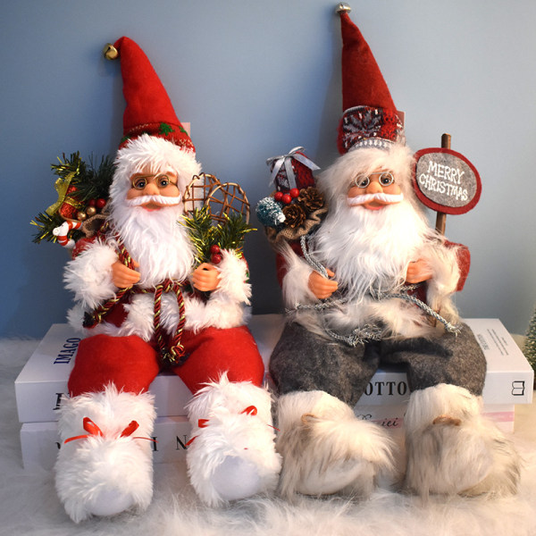 Sittande jultomte julgransprydnad - 57 cm - Inomhus- och utomhusbruk - Röd