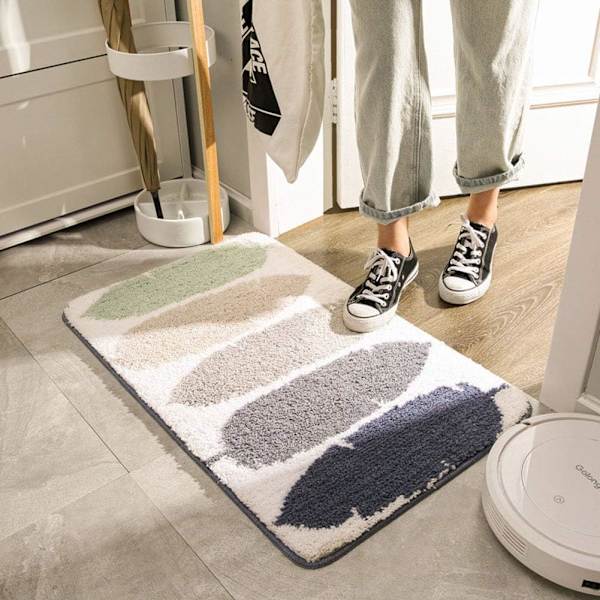 Farverige blade mønster badeværelse tæpper bløde shaggy mikrofiber brusebad tæppe maskine (farverige E, 24\"x35\")