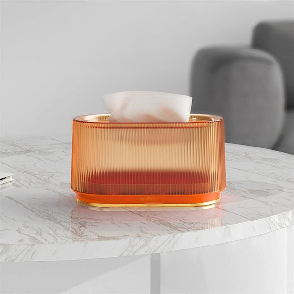 Orange Husholdningsvævboks Transparent Desktop Vævboks Pumpepapir Opbevaringsboks Stue Spisestue Sofabord Dekoration