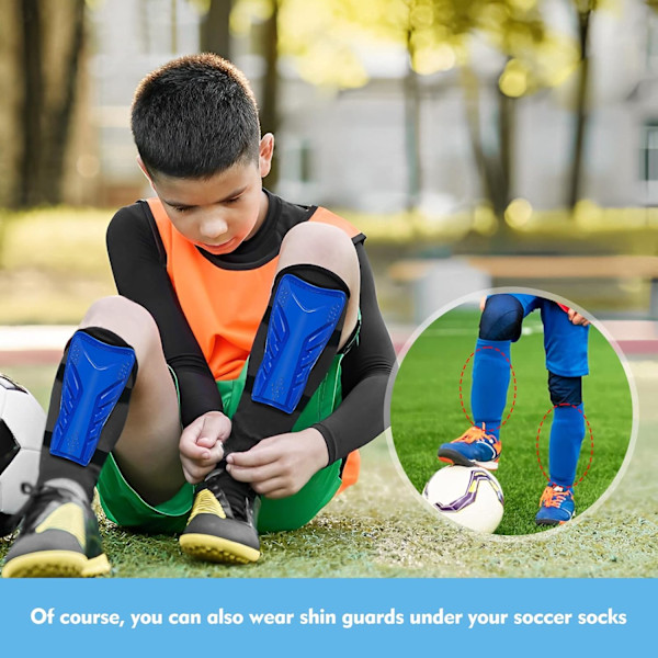 Fodboldbenskinner til børn, 1 par komfortable og åndbare fodboldbenskinner til børn, beskyttende fodboldtræningsudstyr til børn i alderen 4-8 år Blue M:16.5cm*8.5cm