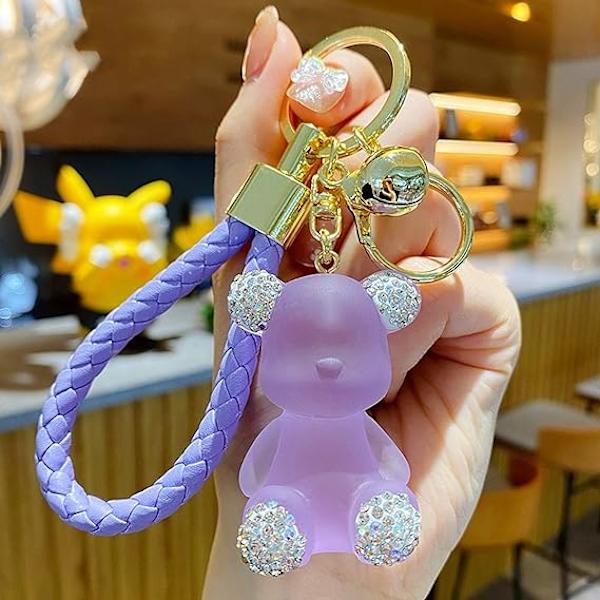 Sød diamantbjørn nøglering Kawaii nøgleringe håndledsrem håndledsrem til kvinde pige