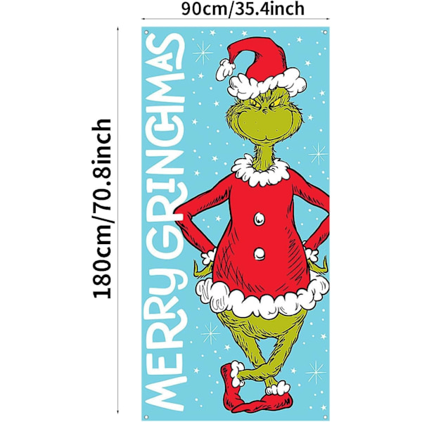 Grinchmas dørdekorsjoner - Juledekorasjoner - Svart og grønt julebanner for inngangsdøren