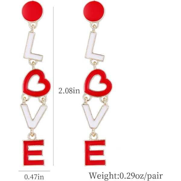lureme Søde Hjerte Øreringe Røde Hjerte Statement Dangle Øreringe til Kvinder og Piger (er005558)