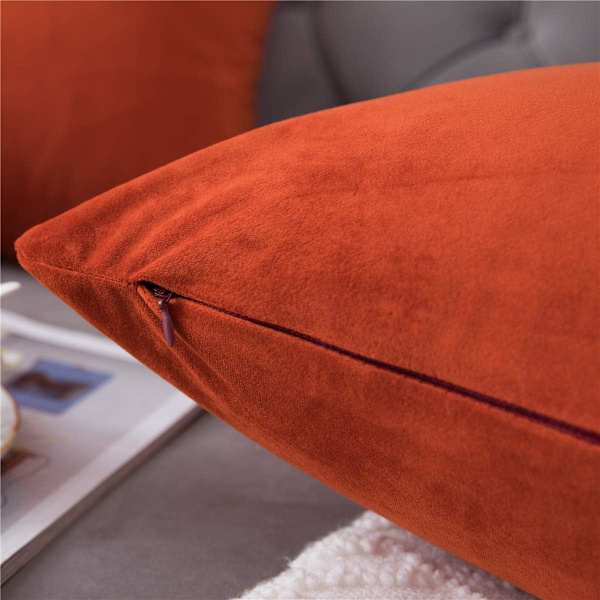 Sofa Pudebetræk 12x20 Brændt Orange: 2 Pakke Hyggelige Bløde Fløjl Rektangulære Pudebetræk til Bondehus Indretning, IFENG