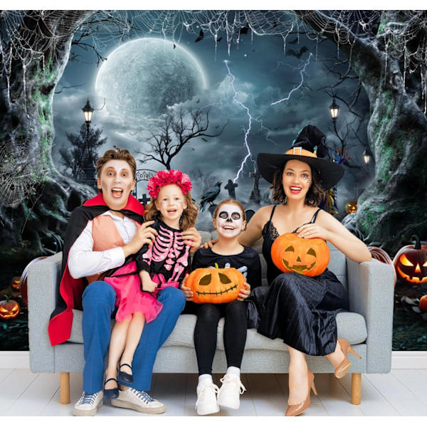 Halloween-kuvaustatausta Pelottava Metsä Täysikuu Haamu Kurpitsa Hallowmas Tausta Kauhu Yö Linna Hautausmaa Lepakot Halloween 7x5ft