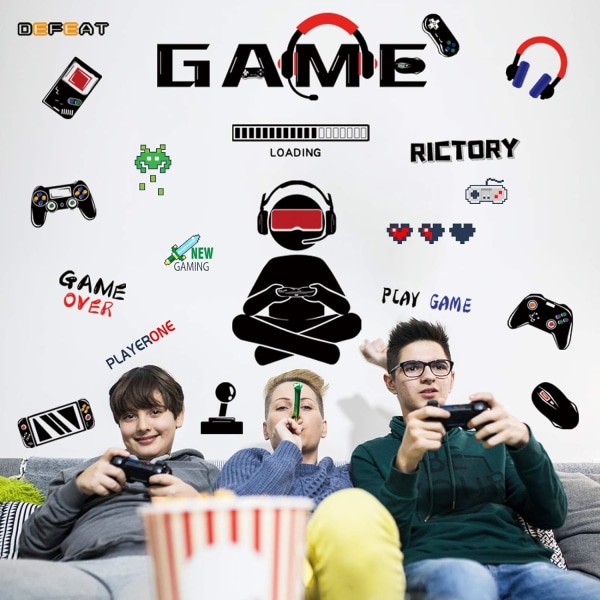Game Wall Stickers Video Gaming Wall Decals, Vinyl Video Gamer Boy Wall Decals, Loading Wall Decal Controller Stickers