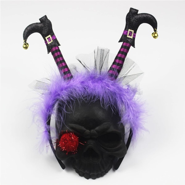 Halloween Headband Witch Legs Hair Band Halloween Party Cosplay Decoration(Purple), Medium