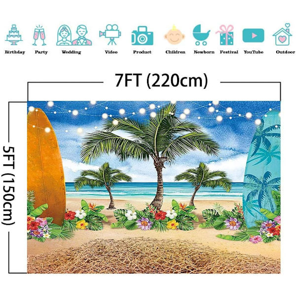 7x5ft Kesä Trooppinen Kukka Valokuvaustaustat Ranta Merellinen Saari Palmupuut Kimaltelevat Kohtaukset Valokuva Tausta