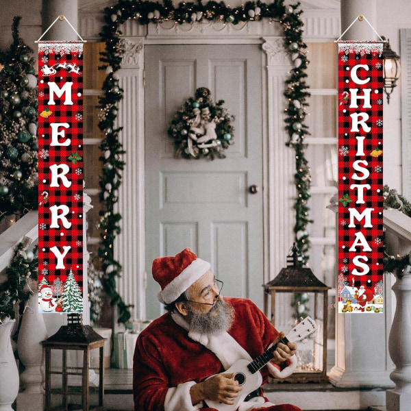 Juldekorationer God Jul Banner Xmas Veranda Dörrskylt Välkomstbanderoll För Inomhus Utomhus Vägg Juldekorationer Inomhus Utomhus
