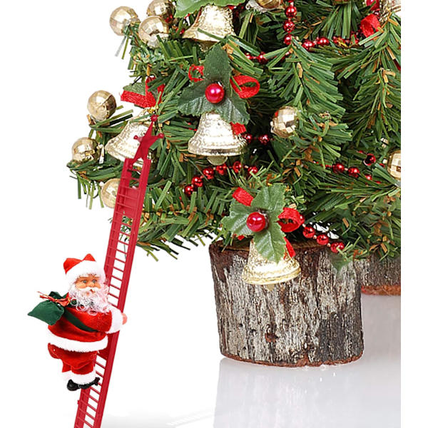 Elektrisk klättrande jultomte på stege, klättrande stege tomtenisse leksak, (65 cm lång stege)