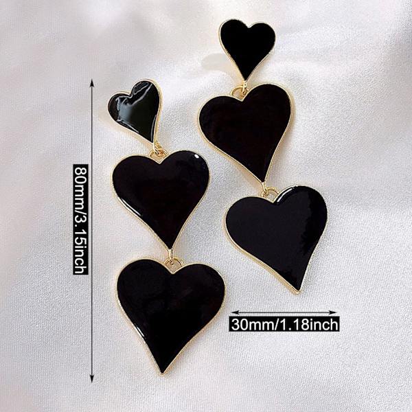 Heyone Chic Grønne Emallje Hjerte Ørestikker Post Guld Rød Sammenlåsende Hjerte Drop Dangle Øreringe til Kvinder Piger Jul Valentinsdag Gave