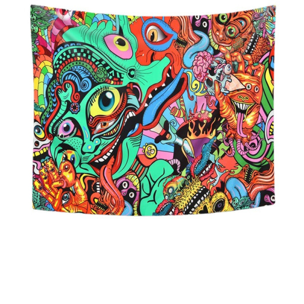 Psykedelisk arabesk gobeläng abstrakt hippie gobelänger fantasy trippy gobeläng fraktal färgglad monster