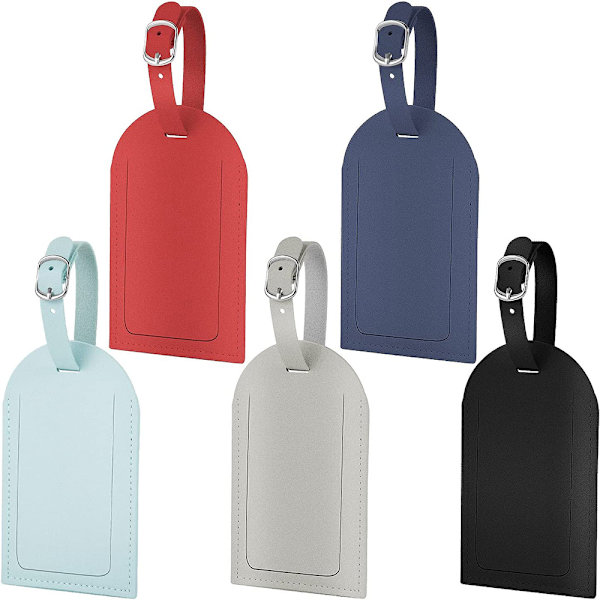5-pack bagageetiketter med adresslapp, bagageetikett i konstläder, namnetikett