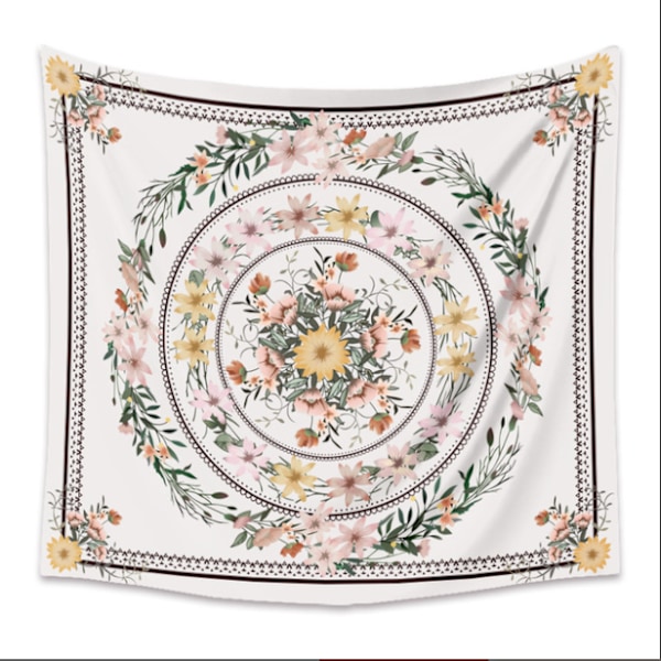 Mandala Gobelin Blomstermedaljon Gobelin Skitseret Blomsterplante Gobelin Boheme Hippie Gobelin til Værelse