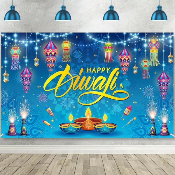 Glad Diwali Bakgrund Banner Dekorationer 73*43 Tum Glad Diwali Banner Rangoli Lykta Fotografering Deepavali Fotografering Bakgrund Tillbehör(Vibrant)