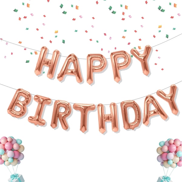 Champagne Gold Happy Birthday Balloner Banner, 16 Tommer Mylar Folie Ballon Bogstaver Happy Birthday Skilt Banner Balloner Kit Fødselsdag Dekorationer