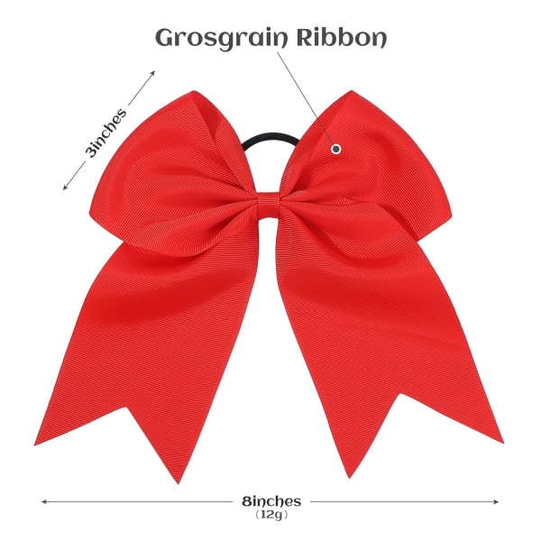 20 stk. 8 tommer Cheer Hair Bows Store Cheerleading Store Hårbånd med Hestehaleholder Håndlavet Grosgrain Bånd Hårtilbehør til Teenagere Piger (Rød)