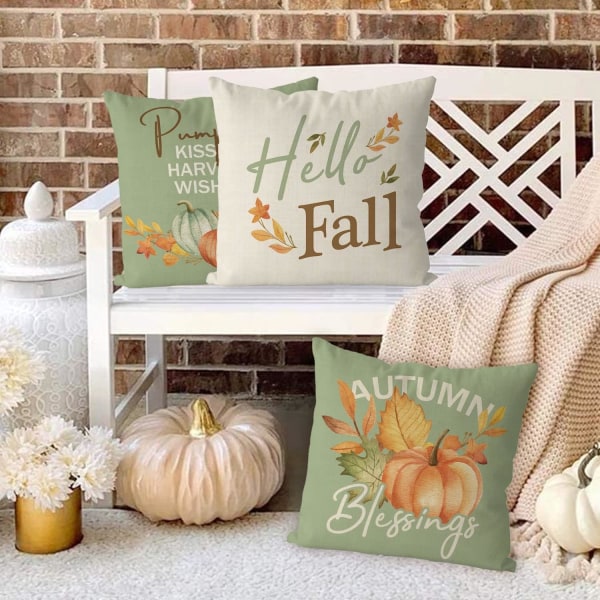 Syksyiset tyynynpäälliset 18x18 tuuman Pumpkins Harvest Autumn Blessings Hayrides -heittotyynyt, 4 kpl Hello Fall cover set