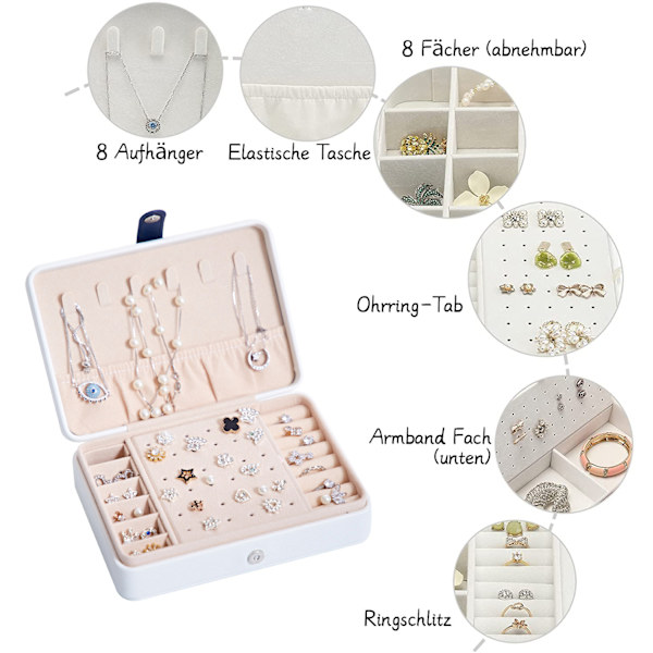 Smykkeæske Organizer til kvinder Pige Kone Ideel Gave, Dobbelt Smykke Organizer Display Øreringe Armbånd Ring Halskæde