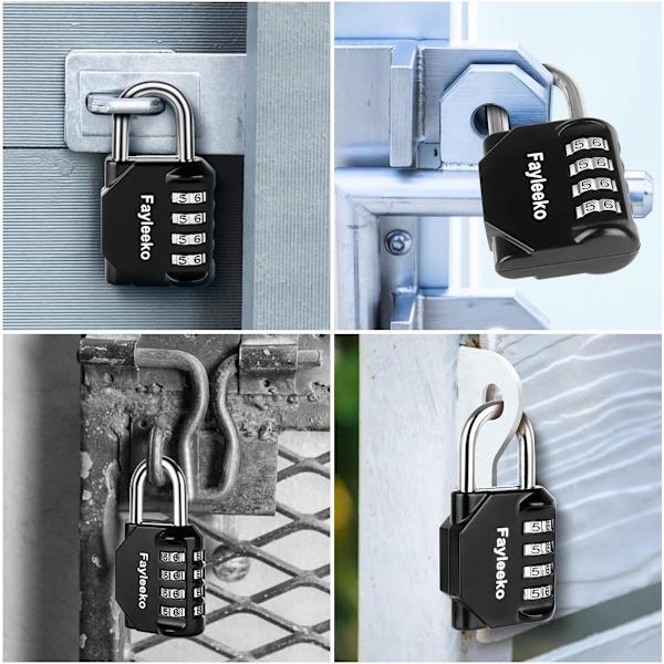Kombinationslås, 4-siffrigt kombinationshänglås för skolgym, sportsskåp, staket, verktygslåda, fodral, hasp skåpförvaring (XL- 2-pack, svart)