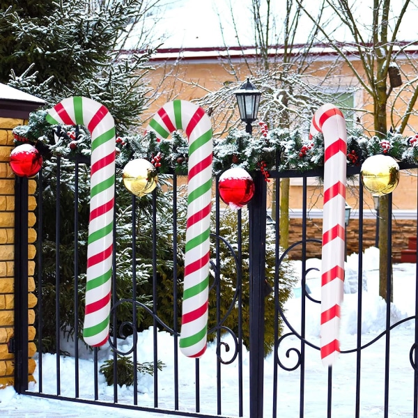 6 stk 87CM oppblåsbare sukkertøystokker juledekorasjoner, store Grinch juledekorasjoner utendørs inngangsdør sukkertøystokker juletredekorasjoner